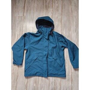 Lands’ End Gore Tex Green Long Sleeve Windbreaker Jacket Snap Zip Mesh Line Sz M